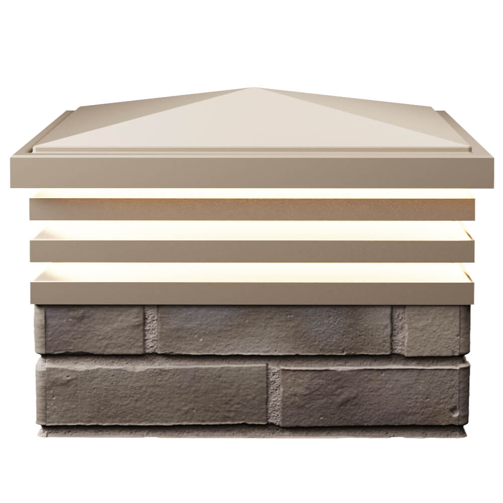 Колпак Zking Бона ХайТек Бежевый на столб 1.5х1.5 кирпича (385х385мм) с подсветкой в Великом Новгороде фото