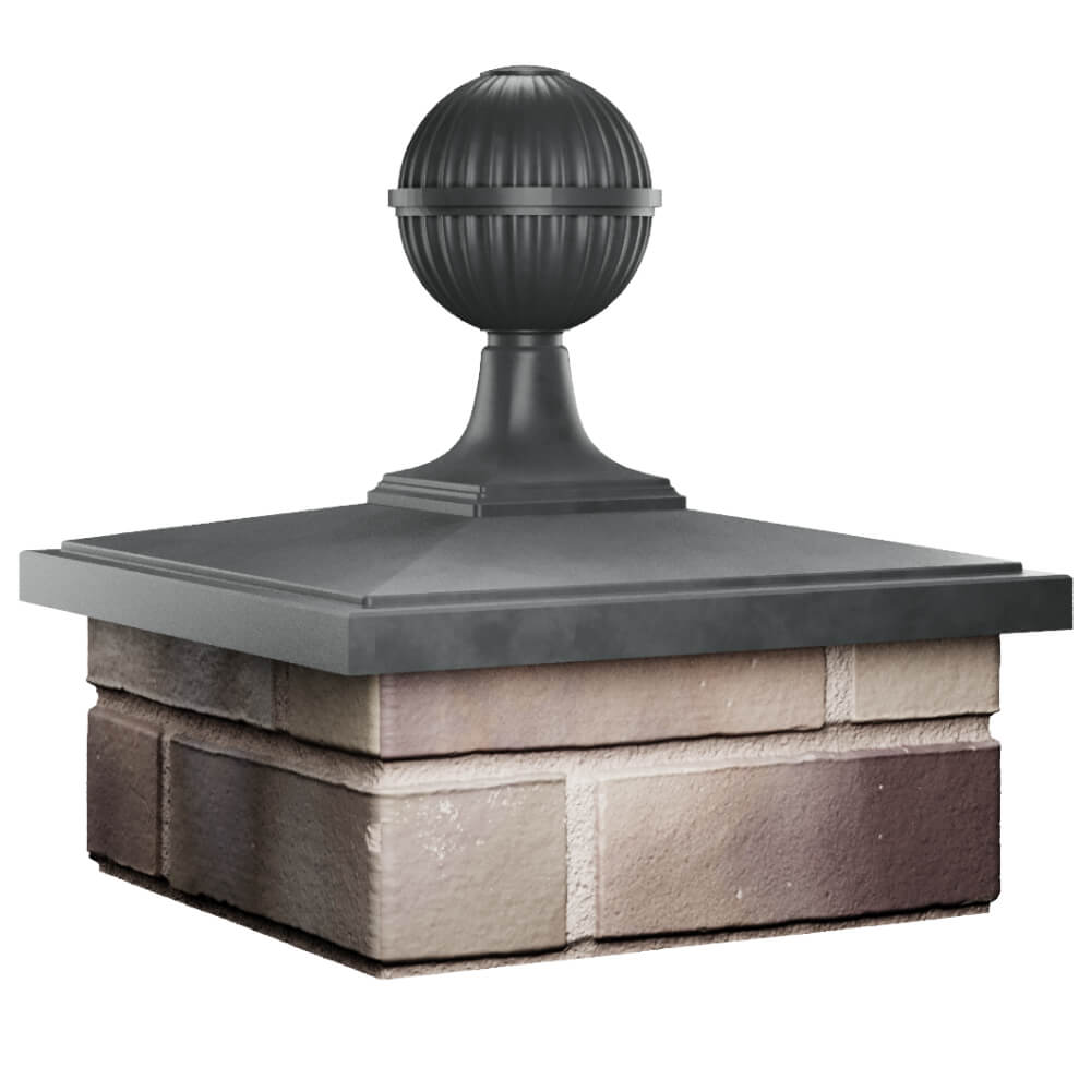 Колпак Zking БонаМоно Серый с шаром на столб 1.5х1.5 кирпича (385х385, 400х400мм) в сборе в Великом Новгороде фото