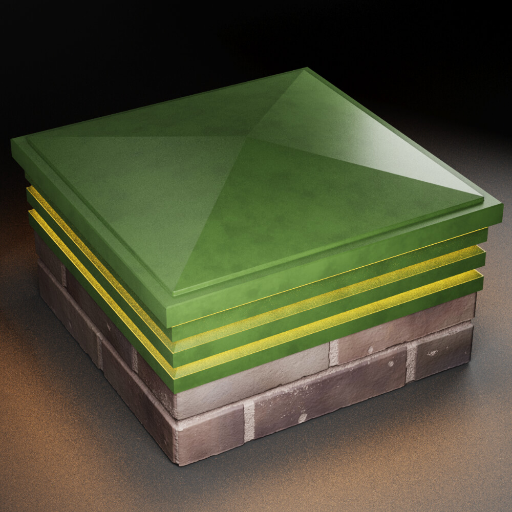 Колпак Zking Бона ХайТек Зеленый на столб 2х2 кирпича (513х513мм) с подсветкой в Великом Новгороде фото