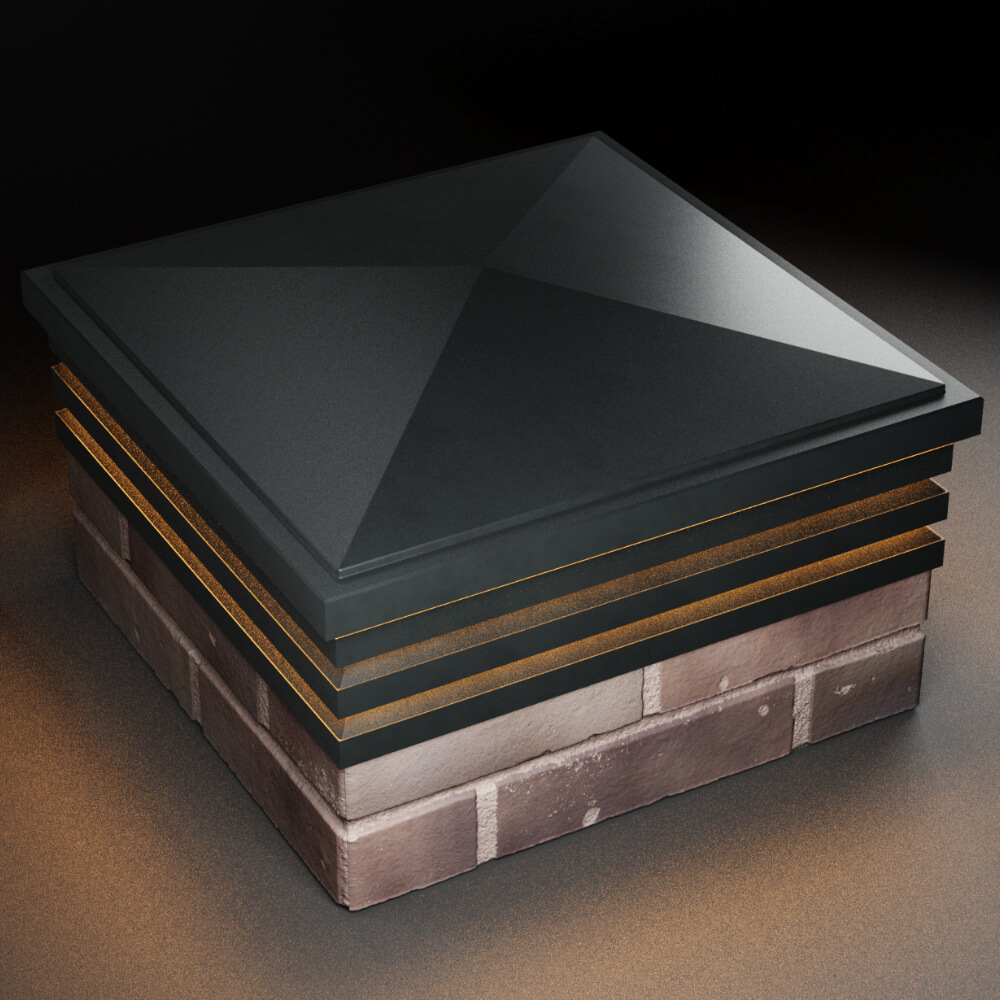 Колпак Zking Бона ХайТек Черный на столб 2х2 кирпича (513х513мм) с подсветкой в Великом Новгороде фото