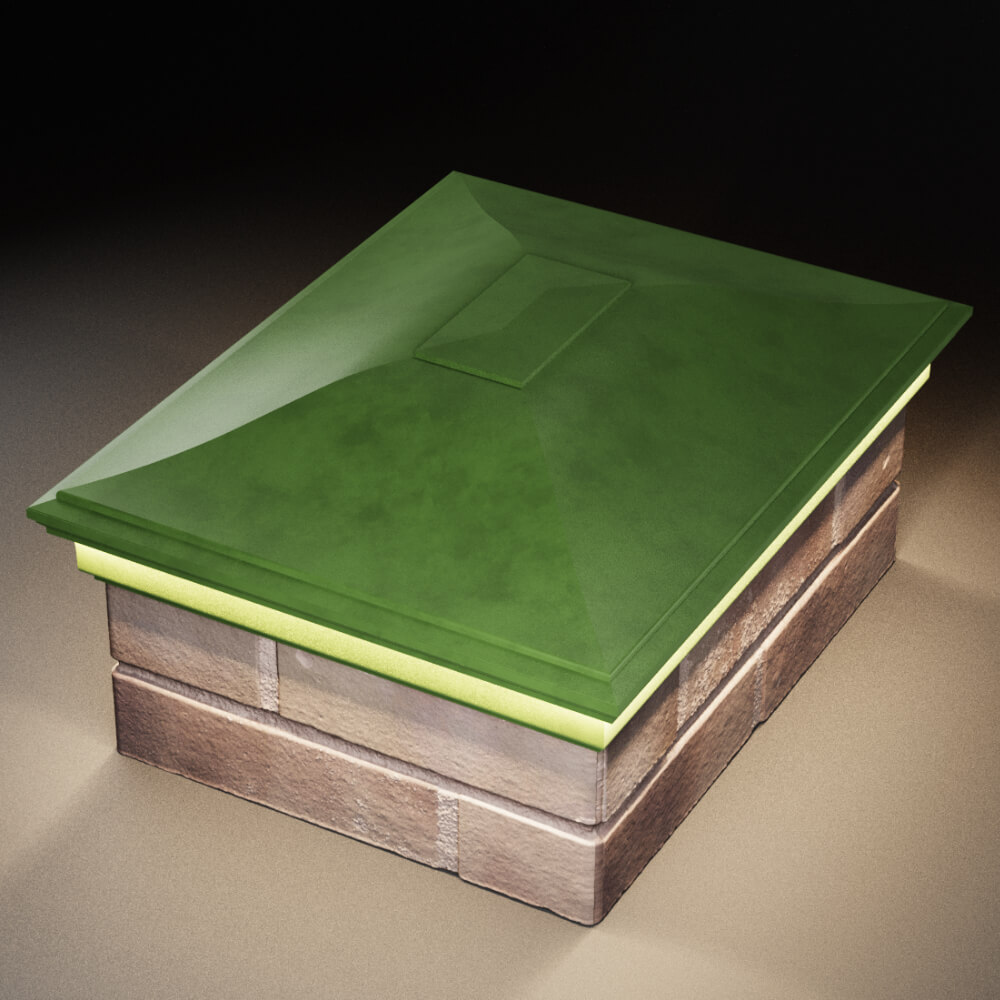 Колпак Zking Монблан Зеленый на столб 2х1.5 кирпича (515х385мм) c подсветкой в Великом Новгороде фото