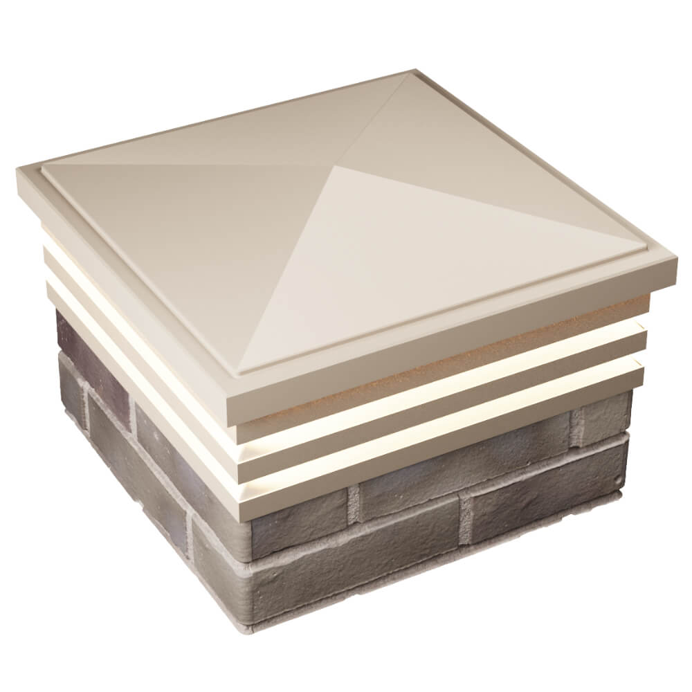 Колпак Zking Бона ХайТек Бежевый на столб 1.5х1.5 кирпича (385х385мм) с подсветкой в Великом Новгороде фото