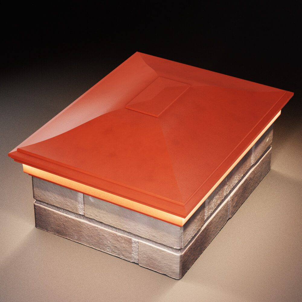 Колпак Zking Монблан Красный на столб 2х1.5 кирпича (515х385мм) c подсветкой в Великом Новгороде фото