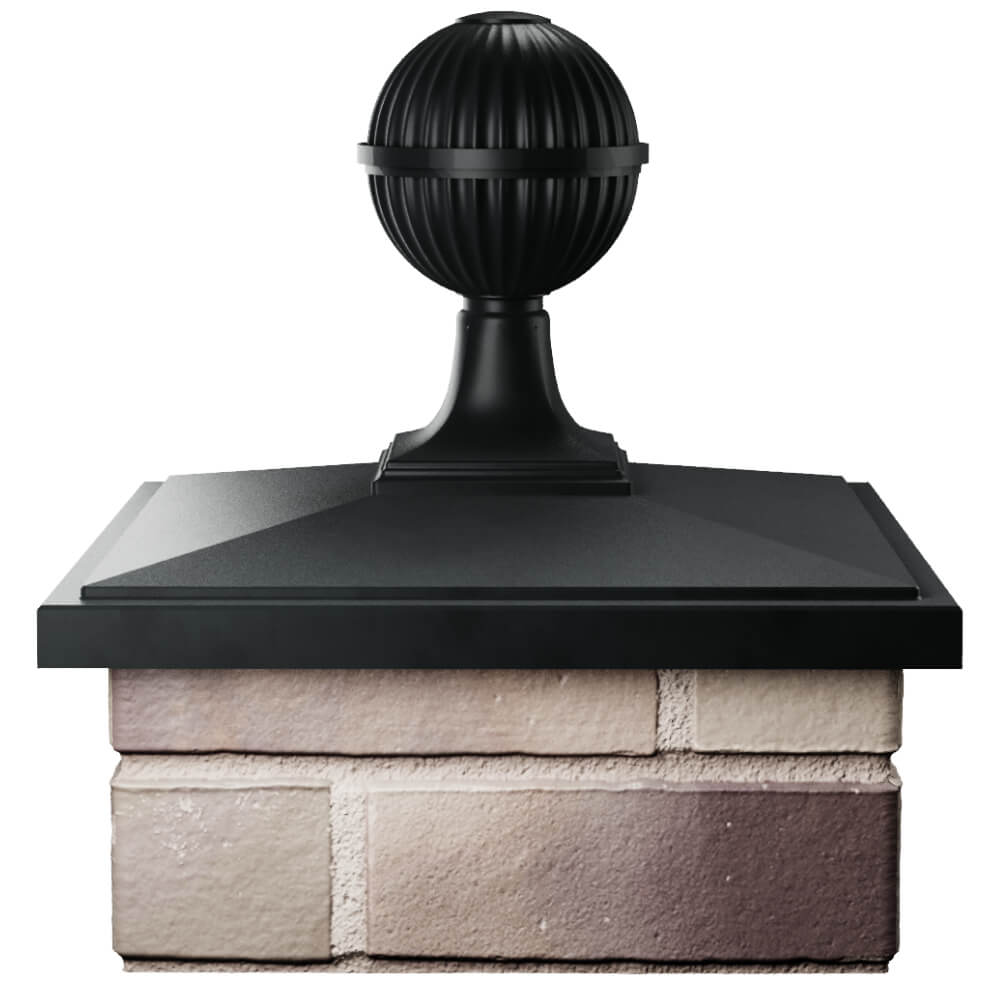Колпак Zking БонаМоно Черный с шаром на столб 1.5х1.5 кирпича (385х385, 400х400мм) в сборе Великий Новгород фото
