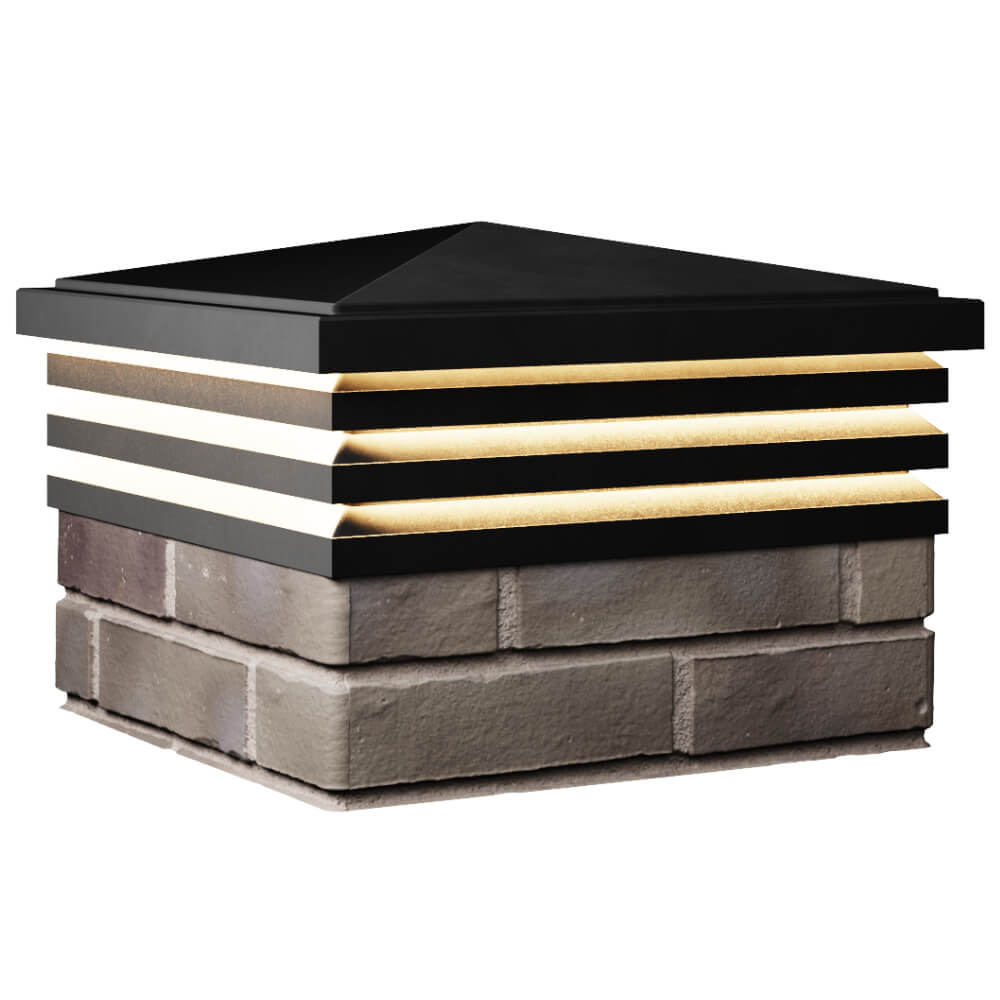 Колпак Zking Бона ХайТек Черный на столб 1.5х1.5 кирпича (385х385мм) с подсветкой в Великом Новгороде фото