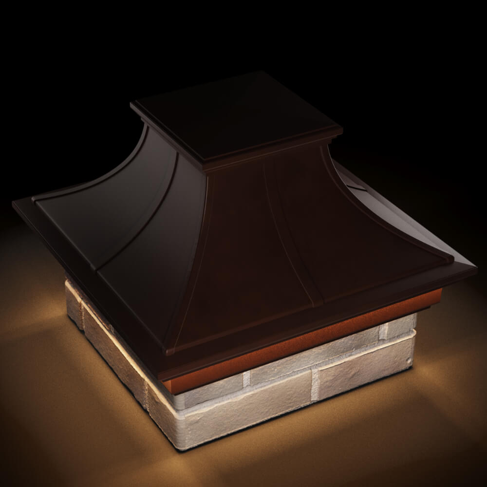 Колпак Zking Монблан Премиум Коричневый на столб 1.5х1.5 кирпича (385х385мм) с подсветкой в Великом Новгороде фото