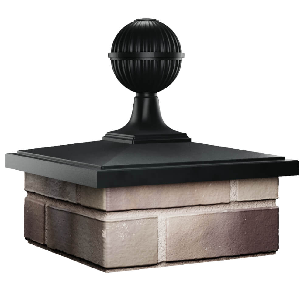 Колпак Zking БонаМоно Черный с шаром на столб 1.5х1.5 кирпича (385х385, 400х400мм) в сборе в Великом Новгороде фото