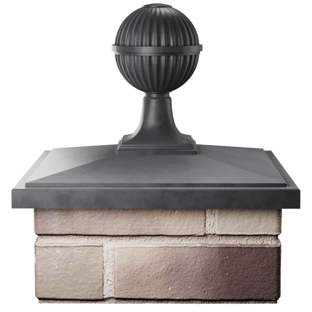 Колпак Zking БонаМоно Серый с шаром на столб 1.5х1.5 кирпича (385х385, 400х400мм) в сборе Великий Новгород фото