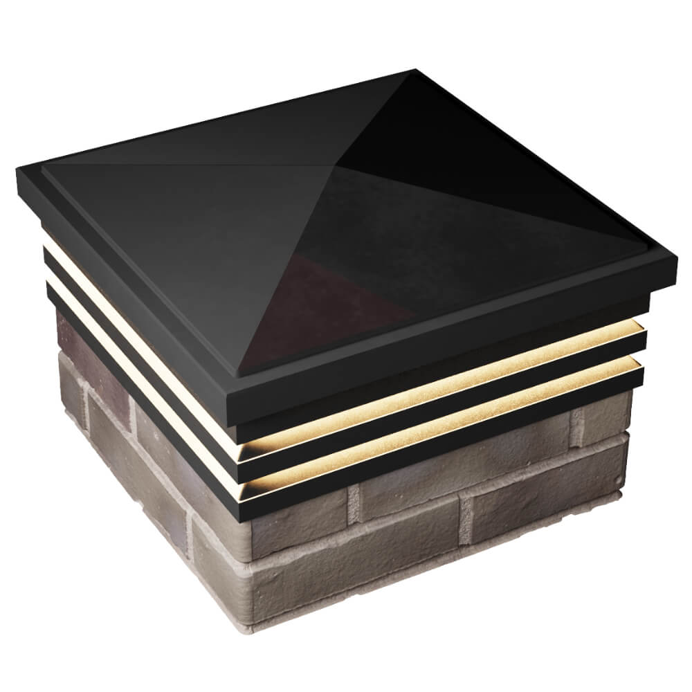 Колпак Zking Бона ХайТек Черный на столб 1.5х1.5 кирпича (385х385мм) с подсветкой в Великом Новгороде фото