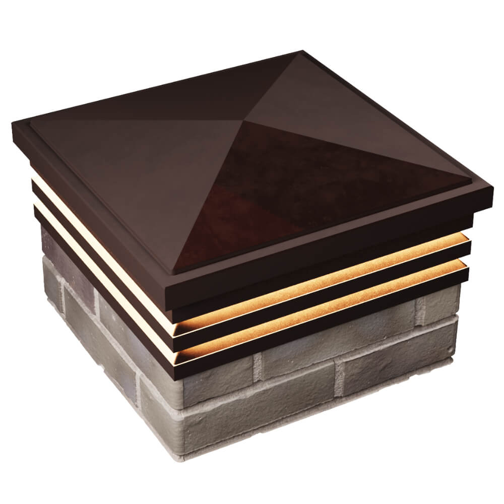 Колпак Zking Бона ХайТек Коричневый на столб 1.5х1.5 кирпича (385х385мм) с подсветкой в Великом Новгороде фото