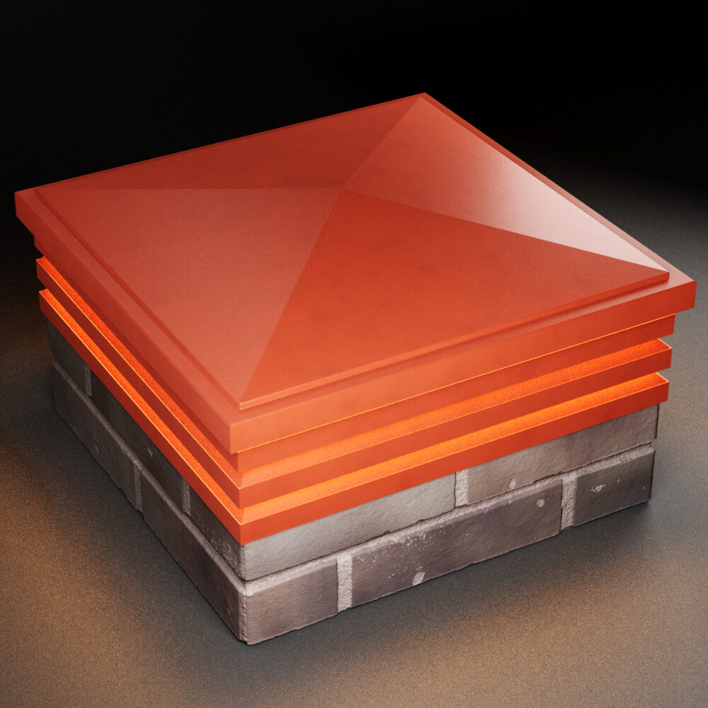 Колпак Zking Бона ХайТек Красный на столб 2х2 кирпича (513х513мм) с подсветкой в Великом Новгороде фото