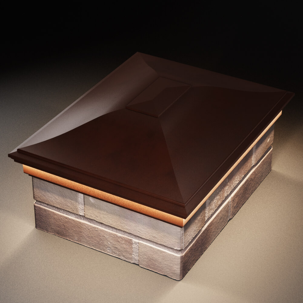 Колпак Zking Монблан Коричневый на столб 2х1.5 кирпича (515х385мм) c подсветкой в Великом Новгороде фото