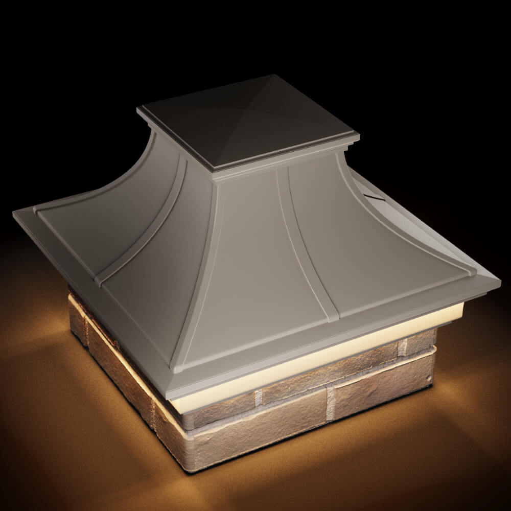 Колпак Zking Монблан Премиум Бежевый на столб 1.5х1.5 кирпича (385х385мм) с подсветкой в Великом Новгороде фото