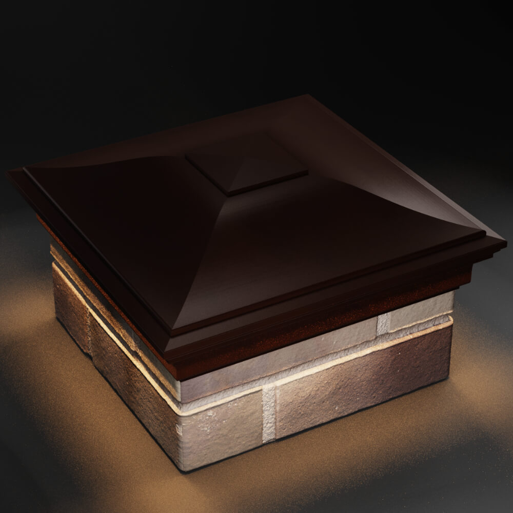 Колпак Zking Монблан Коричневый на столб 1.5х1.5 кирпича (385х385мм) с подсветкой в Великом Новгороде фото