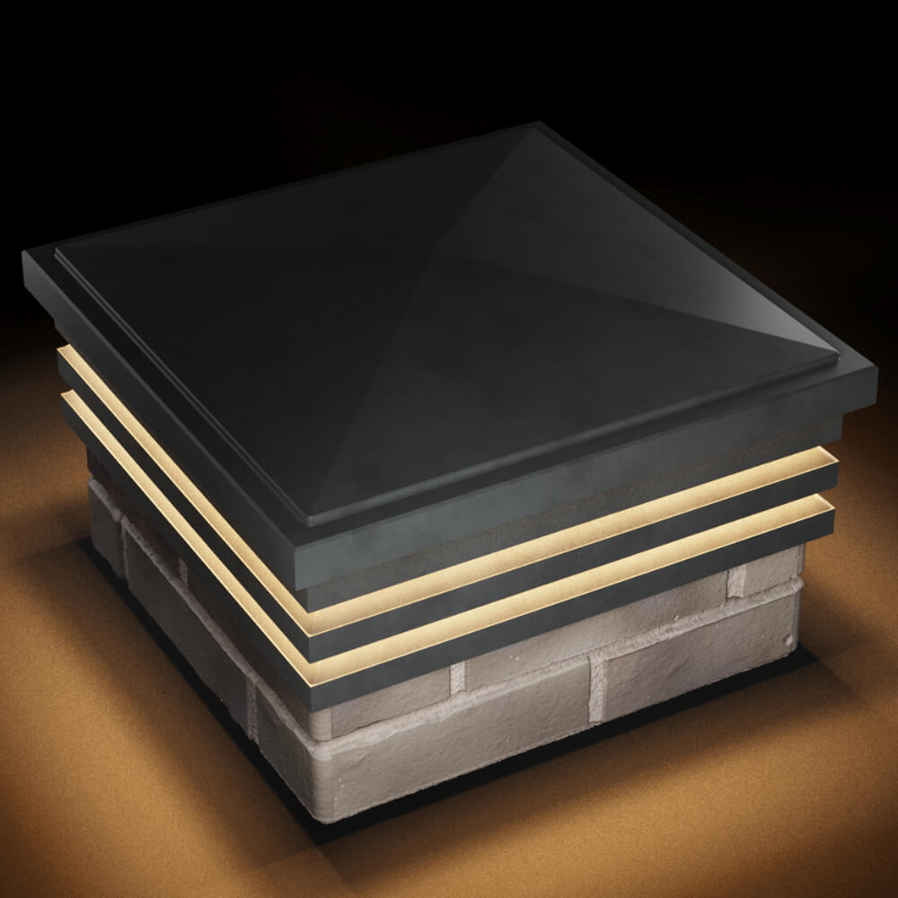 Колпак Zking Бона ХайТек Серый на столб 1.5х1.5 кирпича (385х385мм) с подсветкой в Великом Новгороде фото