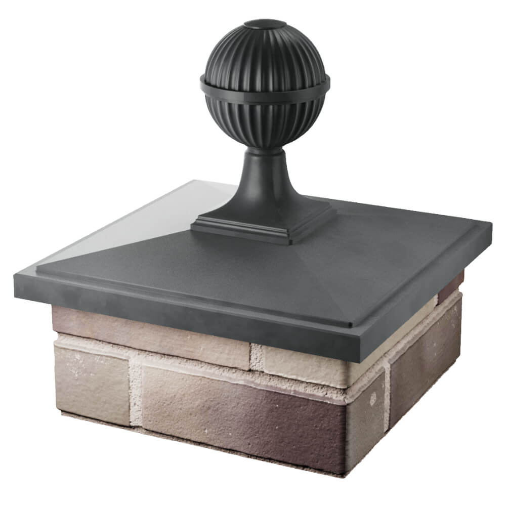 Колпак Zking БонаМоно Серый с шаром на столб 1.5х1.5 кирпича (385х385, 400х400мм) в сборе в Великом Новгороде фото