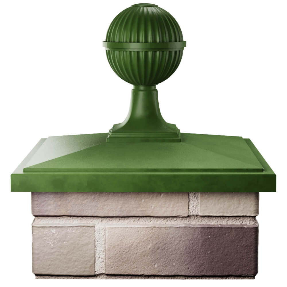 Колпак Zking БонаМоно Зеленый с шаром на столб 1.5х1.5 кирпича (385х385, 400х400мм) в сборе Великий Новгород фото