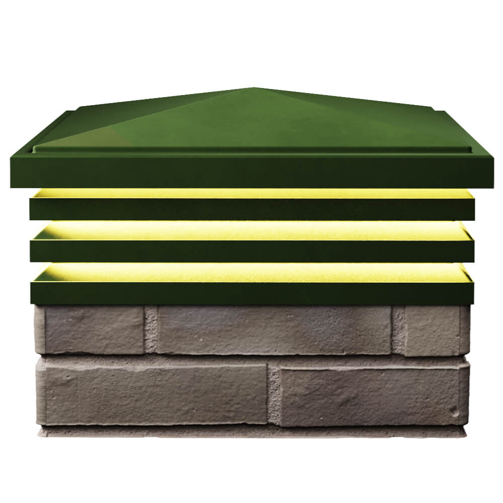 Колпак Zking Бона ХайТек Зеленый на столб 1.5х1.5 кирпича (385х385мм) с подсветкой в Великом Новгороде фото