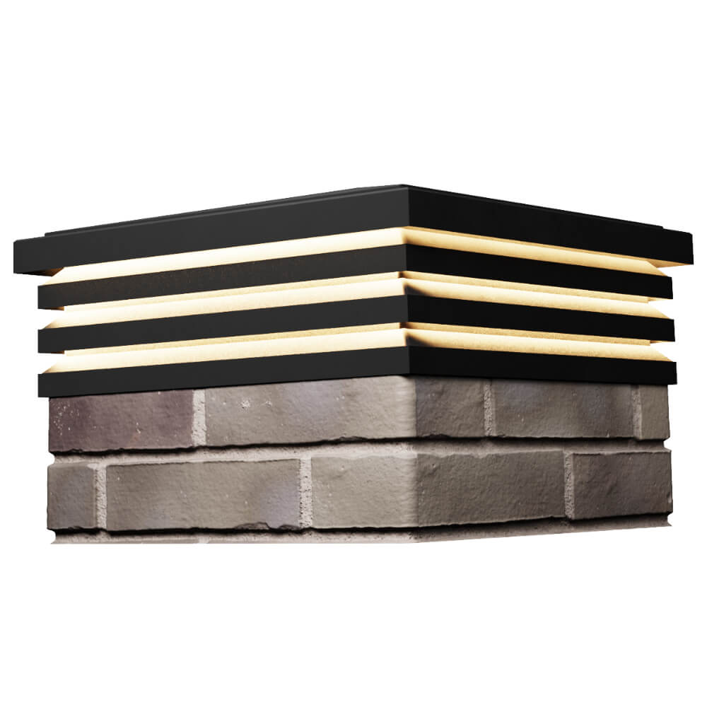 Колпак Zking Бона ХайТек Черный на столб 1.5х1.5 кирпича (385х385мм) с подсветкой в Великом Новгороде фото