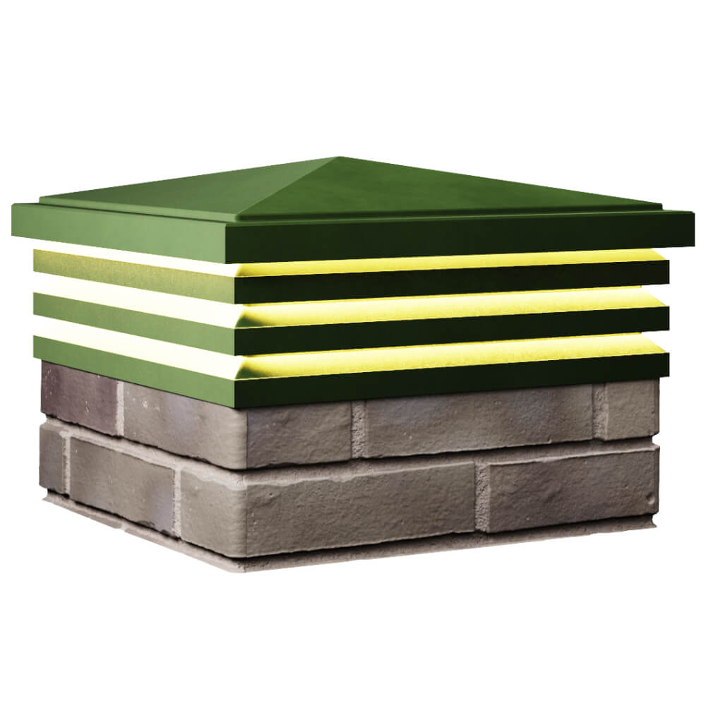 Колпак Zking Бона ХайТек Зеленый на столб 1.5х1.5 кирпича (385х385мм) с подсветкой в Великом Новгороде фото