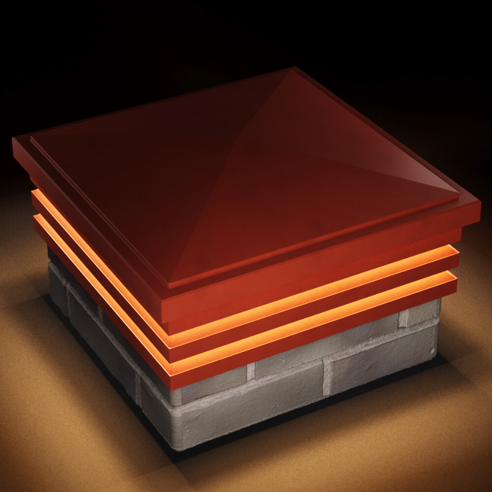 Колпак Zking Бона ХайТек Красный на столб 1.5х1.5 кирпича (385х385мм) с подсветкой в Великом Новгороде фото