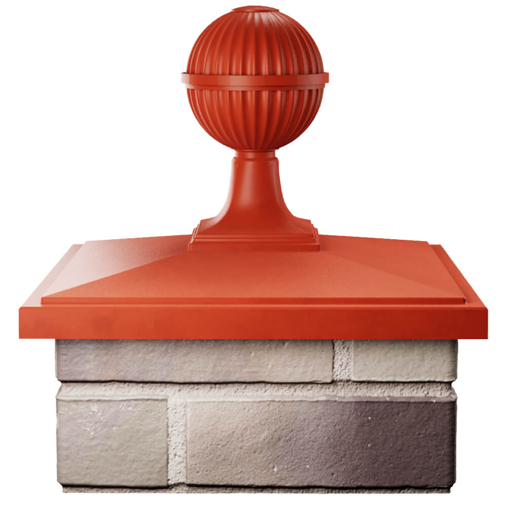 Колпак Zking БонаМоно Красный с шаром на столб 1.5х1.5 кирпича (385х385, 400х400мм) в сборе Великий Новгород фото