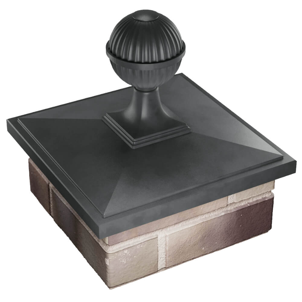 Колпак Zking БонаМоно Серый с шаром на столб 1.5х1.5 кирпича (385х385, 400х400мм) в сборе в Великом Новгороде фото