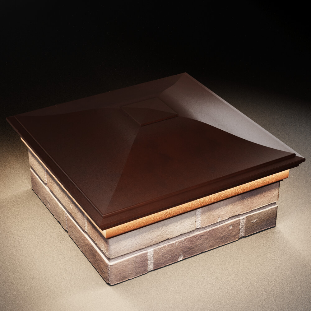 Колпак Zking Монблан Коричневый на столб 2х2 кирпича (515х515мм) c подсветкой в Великом Новгороде фото