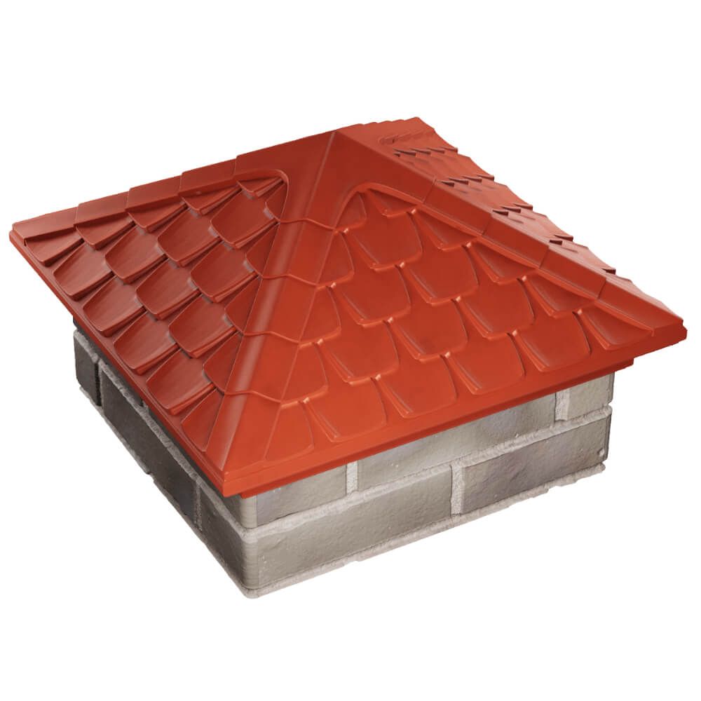 Колпак Zking Эльбрус Красный на столб 1.5х1.5 кирпича (385х385мм) в Великом Новгороде фото