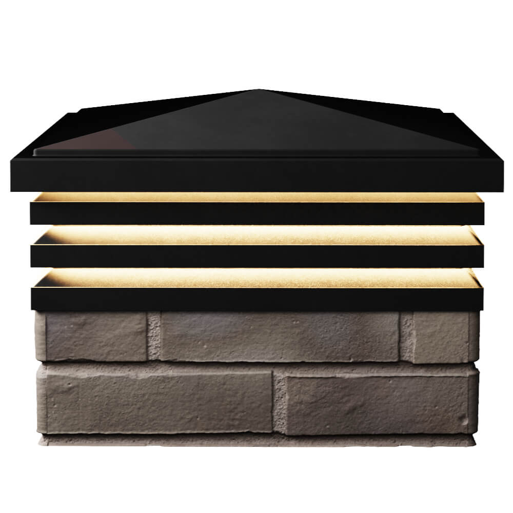 Колпак Zking Бона ХайТек Черный на столб 1.5х1.5 кирпича (385х385мм) с подсветкой в Великом Новгороде фото