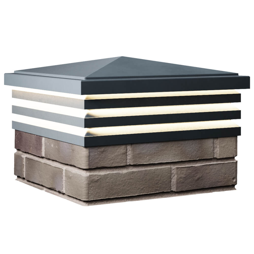 Колпак Zking Бона ХайТек Серый на столб 1.5х1.5 кирпича (385х385мм) с подсветкой в Великом Новгороде фото