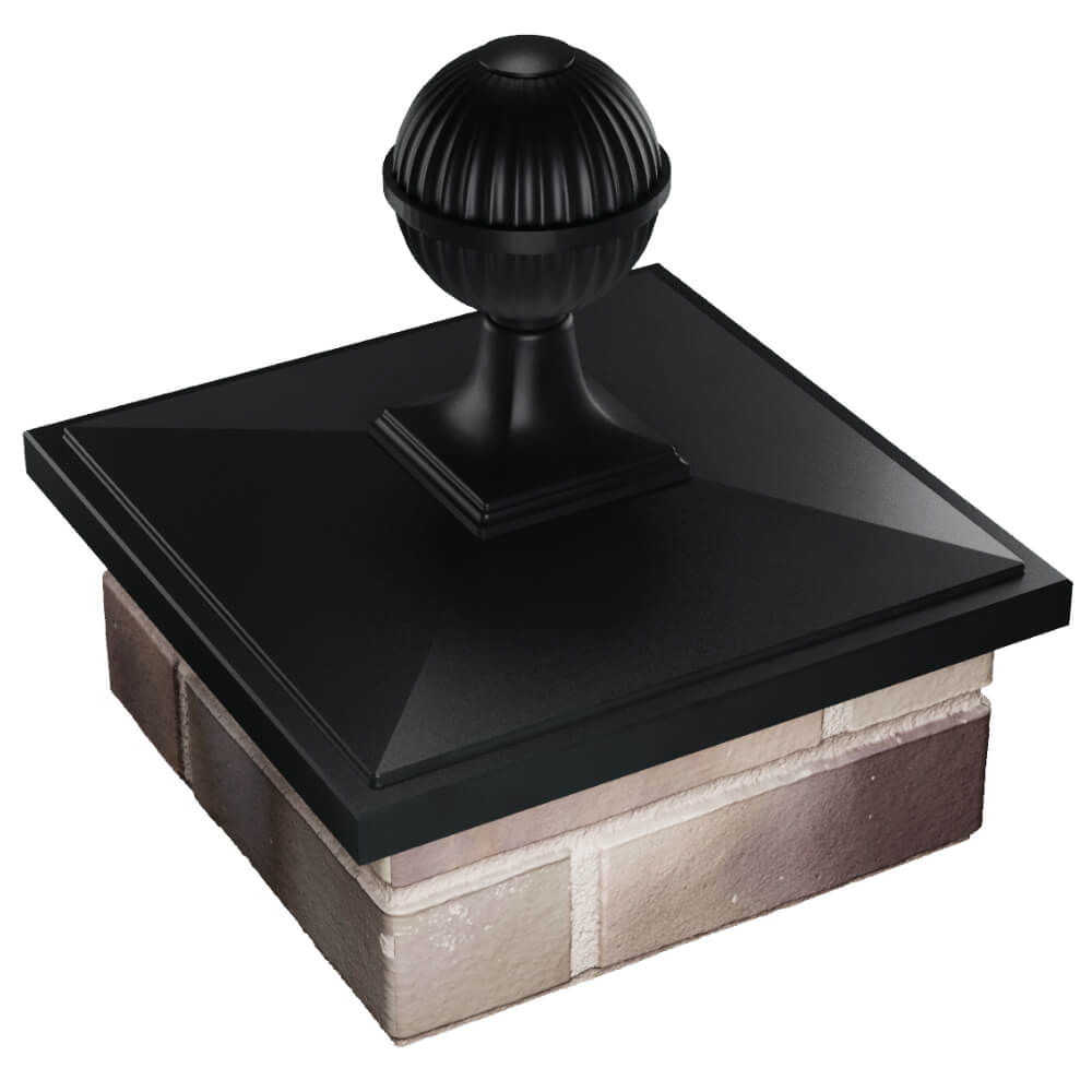 Колпак Zking БонаМоно Черный с шаром на столб 1.5х1.5 кирпича (385х385, 400х400мм) в сборе в Великом Новгороде фото