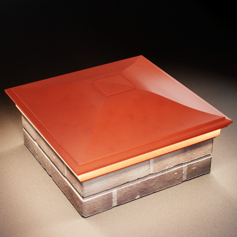 Колпак Zking Монблан Красный на столб 2х2 кирпича (515х515мм) c подсветкой в Великом Новгороде фото