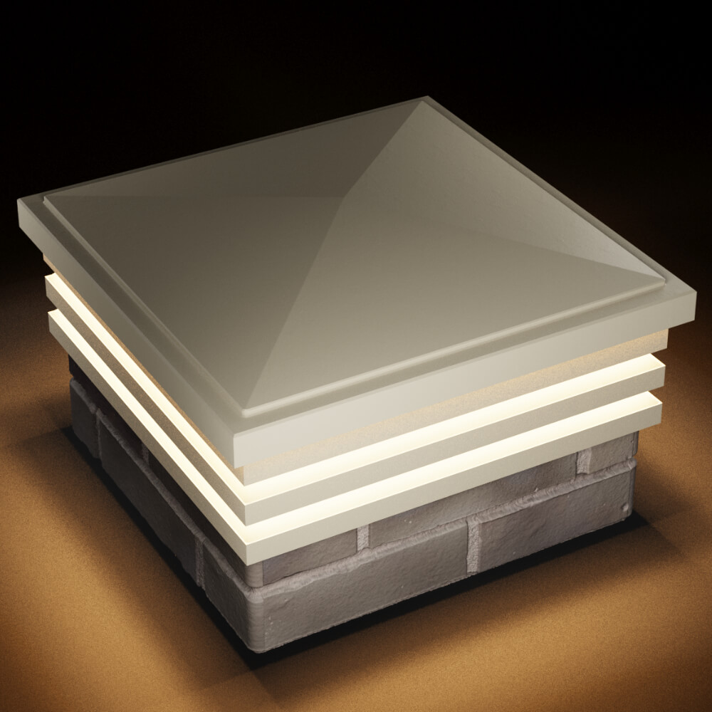 Колпак Zking Бона ХайТек Бежевый на столб 1.5х1.5 кирпича (385х385мм) с подсветкой в Великом Новгороде фото