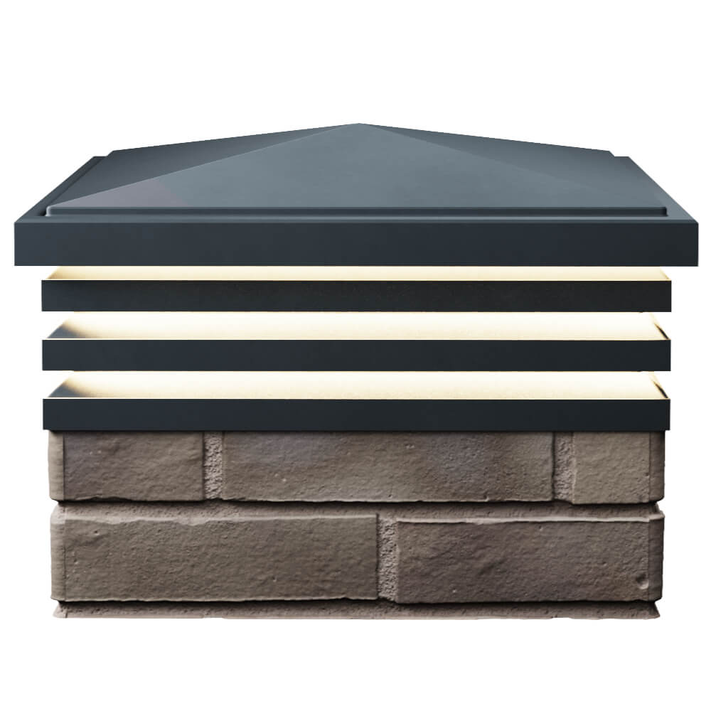 Колпак Zking Бона ХайТек Серый на столб 1.5х1.5 кирпича (385х385мм) с подсветкой в Великом Новгороде фото