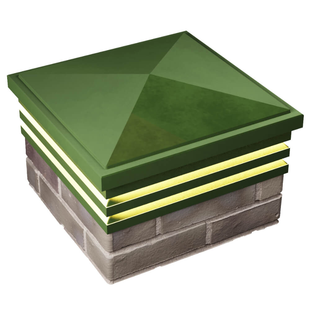 Колпак Zking Бона ХайТек Зеленый на столб 1.5х1.5 кирпича (385х385мм) с подсветкой в Великом Новгороде фото