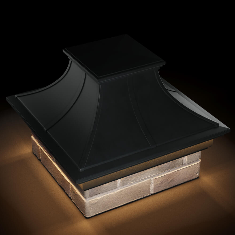 Колпак Zking Монблан Премиум Черный на столб 1.5х1.5 кирпича (385х385мм) с подсветкой в Великом Новгороде фото