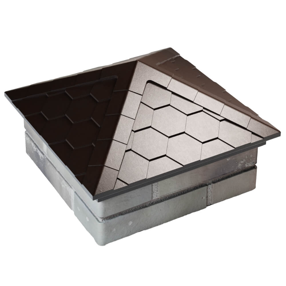 Колпак Zking Эверест Коричневый на столб 1.5х1.5 кирпича (390х390мм) в Великом Новгороде фото