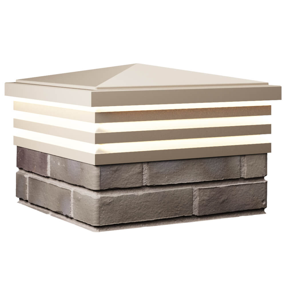 Колпак Zking Бона ХайТек Бежевый на столб 1.5х1.5 кирпича (385х385мм) с подсветкой в Великом Новгороде фото