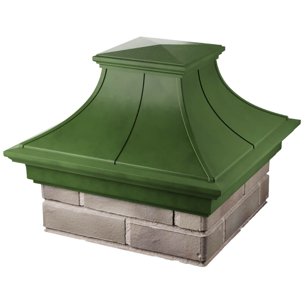 Колпак Zking Монблан Премиум Зеленый на столб 1.5х1.5 кирпича (385х385мм) в Великом Новгороде фото