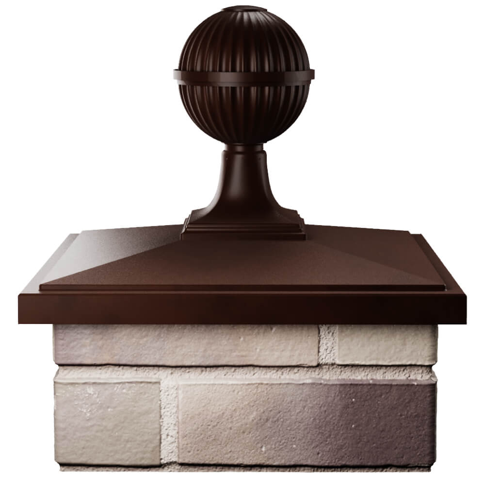 Колпак Zking БонаМоно Коричневый с шаром на столб 1.5х1.5 кирпича (385х385, 400х400мм) в сборе Великий Новгород фото