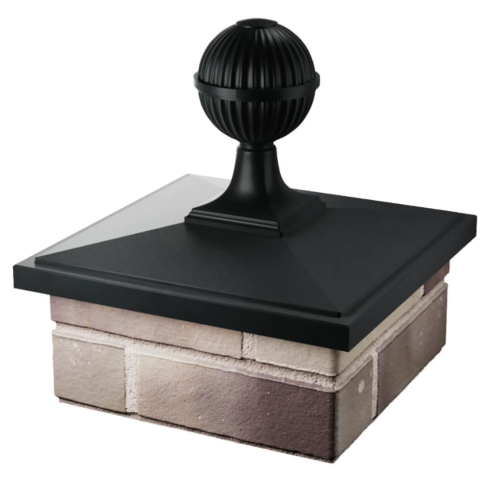 Колпак Zking БонаМоно Черный с шаром на столб 1.5х1.5 кирпича (385х385, 400х400мм) в сборе в Великом Новгороде фото