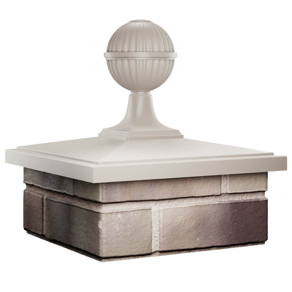 Колпак Zking БонаМоно Бежевый с шаром на столб 1.5х1.5 кирпича (385х385, 400х400мм) в сборе в Великом Новгороде фото