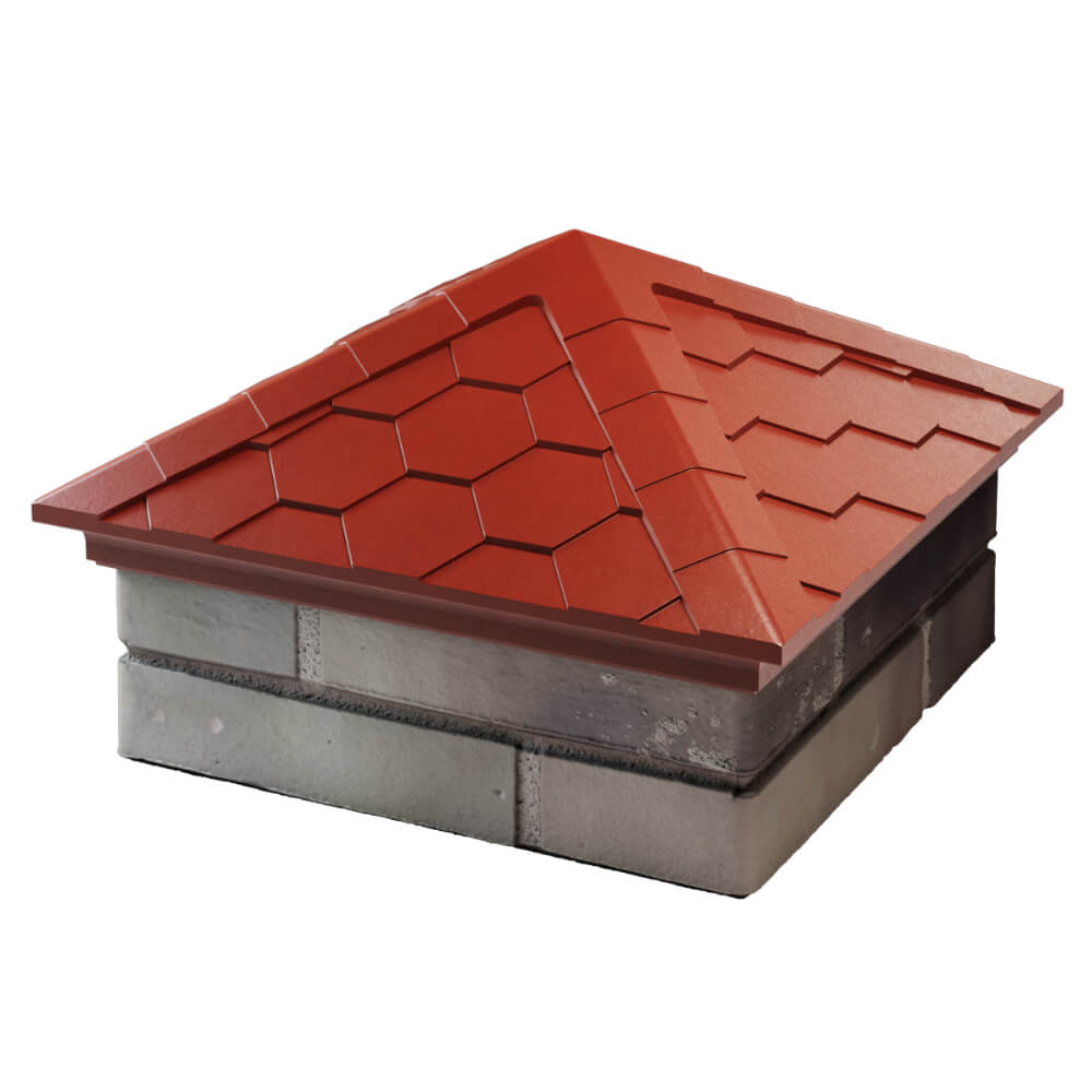 Колпак Zking Эверест Красный на столб 1.5х1.5 кирпича (390х390мм) в Великом Новгороде фото