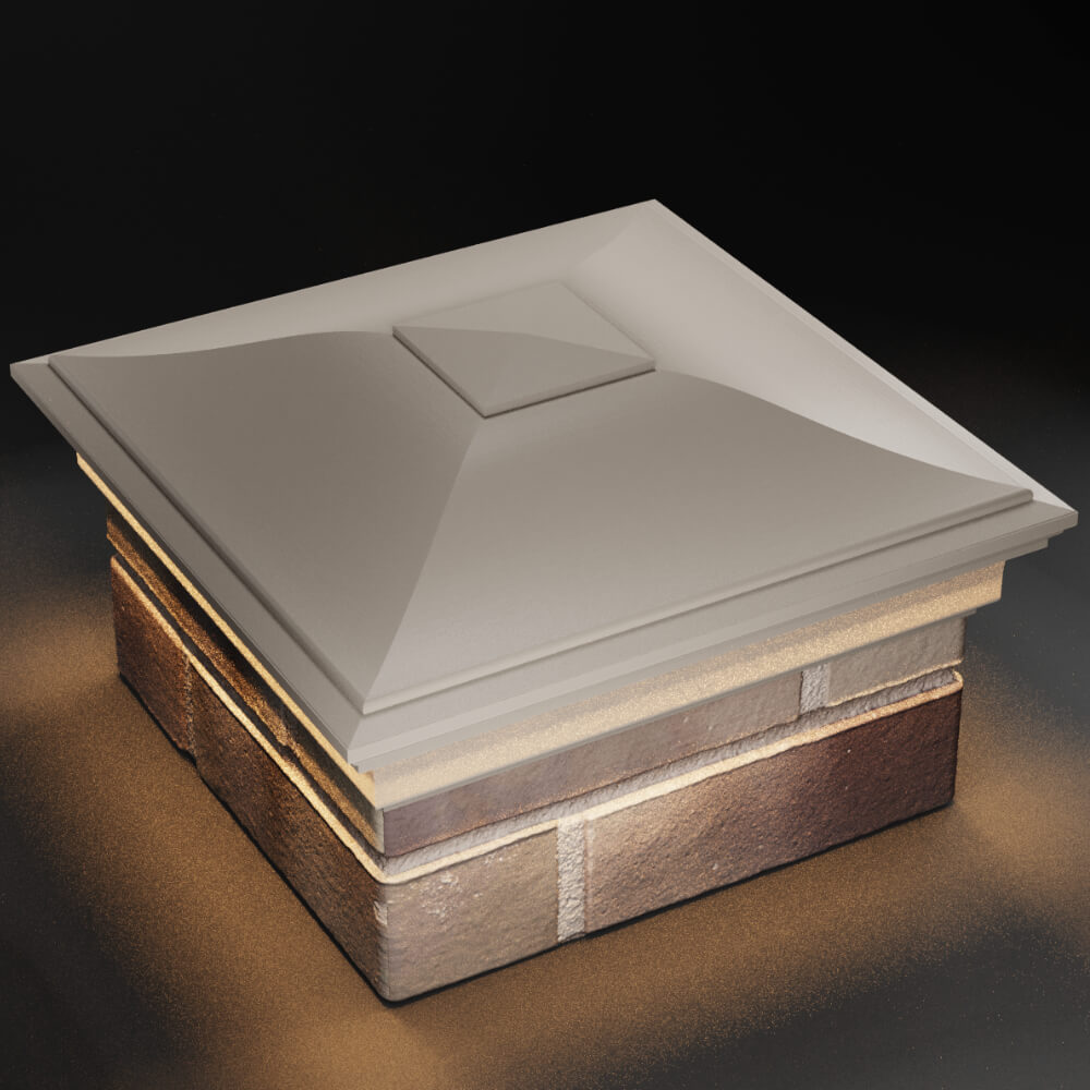 Колпак Zking Монблан Бежевый на столб 1.5х1.5 кирпича (385х385мм) с подсветкой в Великом Новгороде фото