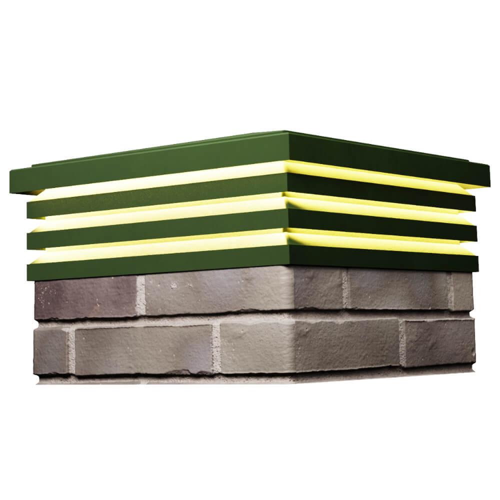 Колпак Zking Бона ХайТек Зеленый на столб 1.5х1.5 кирпича (385х385мм) с подсветкой в Великом Новгороде фото