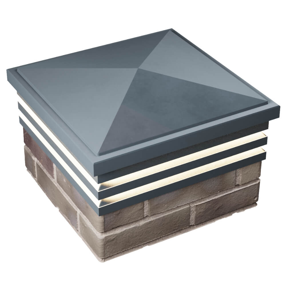 Колпак Zking Бона ХайТек Серый на столб 1.5х1.5 кирпича (385х385мм) с подсветкой в Великом Новгороде фото