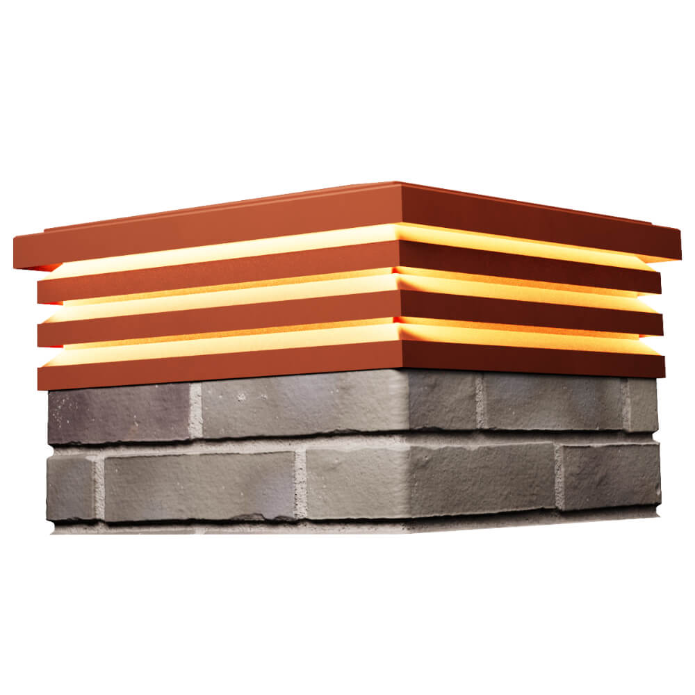 Колпак Zking Бона ХайТек Красный на столб 1.5х1.5 кирпича (385х385мм) с подсветкой в Великом Новгороде фото