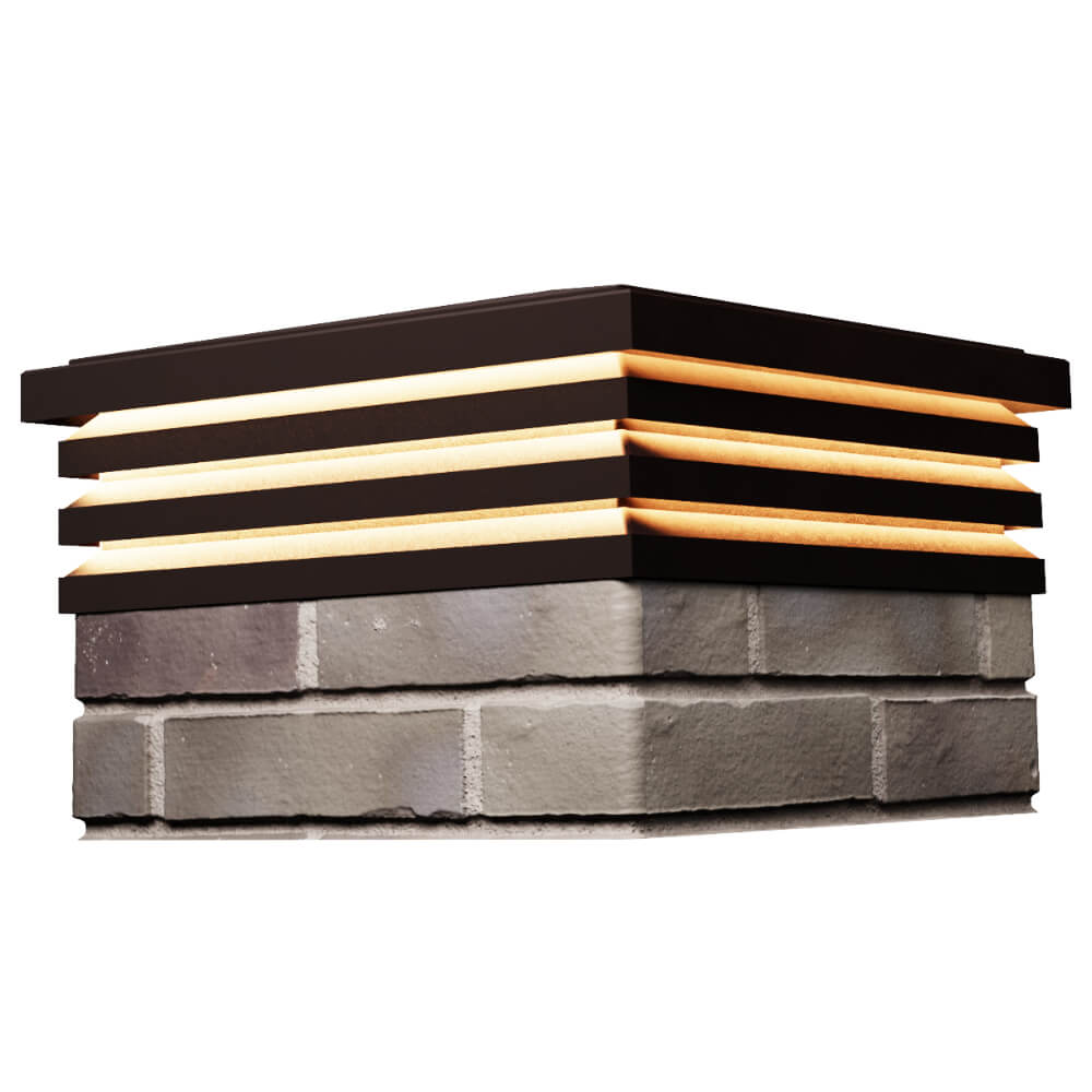 Колпак Zking Бона ХайТек Коричневый на столб 1.5х1.5 кирпича (385х385мм) с подсветкой в Великом Новгороде фото