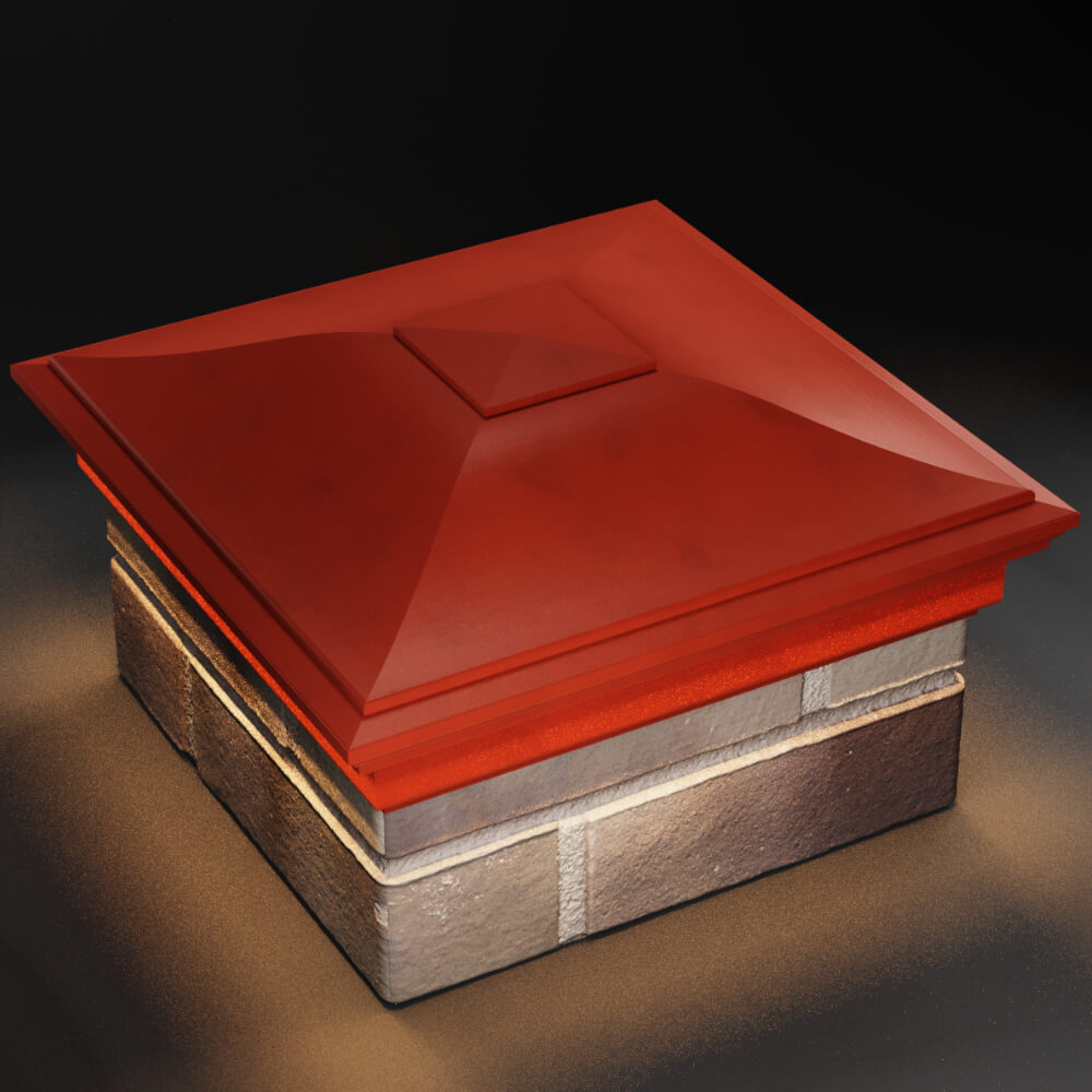 Колпак Zking Монблан Красный на столб 1.5х1.5 кирпича (385х385мм) с подсветкой в Великом Новгороде фото